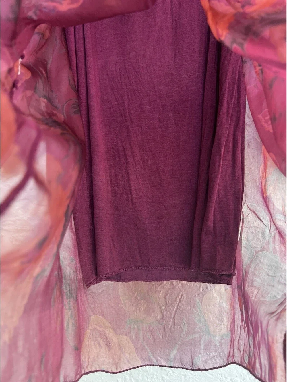 Tempo Paris Women S Burgundy Long Sleeve With Spaghetti Strap Liner Sheer Dress